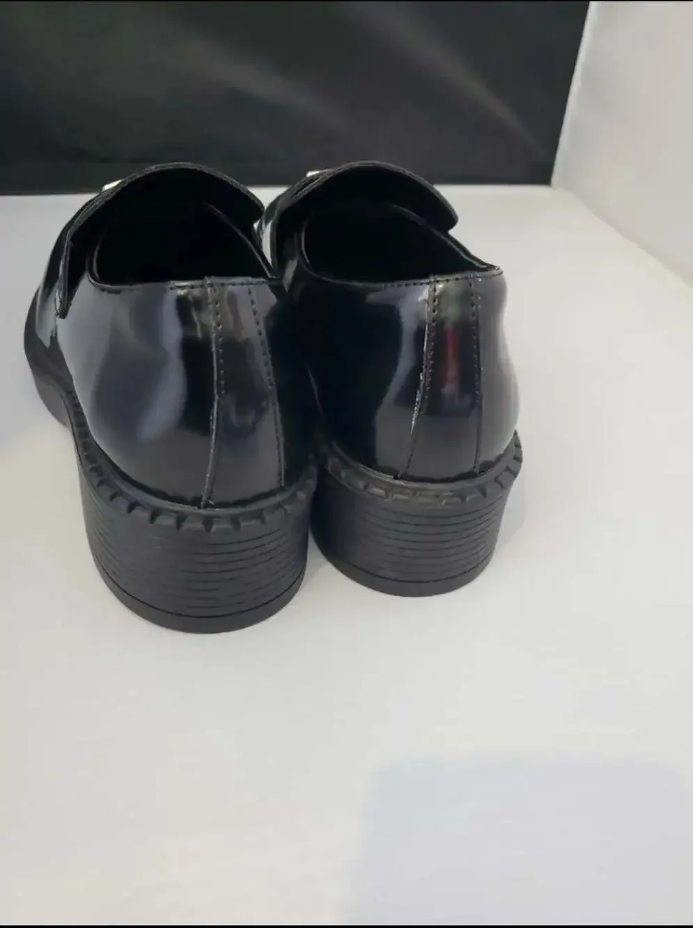 Prada Spazzolato Brushed Leather Loafers with Metal Triangle Logo